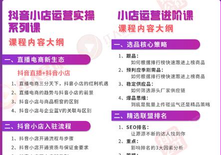 抖音小店从基础入门到进阶精通，系统掌握月销百万核心秘密