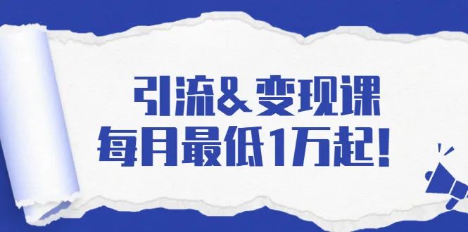 引流变现课，每月最低1万起！