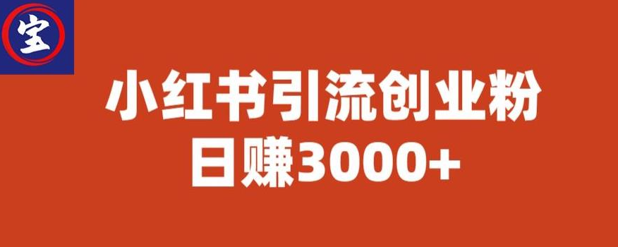 宝哥小红书引流创业粉课程，日赚3000+