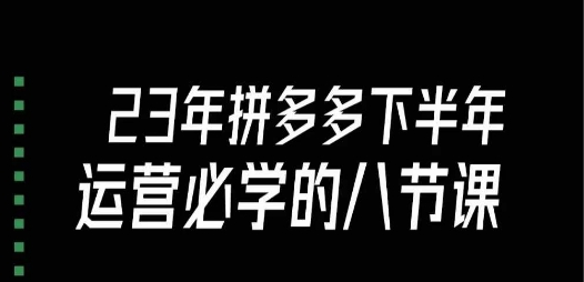 大牙·23年下半年拼多多运营必学的八节课（18节完整）