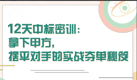 【张金洋】12天中标密训—拿下大单，摆平对手的实战夺单秘笈